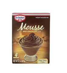 Dr. Oetker Milk Chocolate Mousse Mix packaging, easy dessert starter for home bakers.