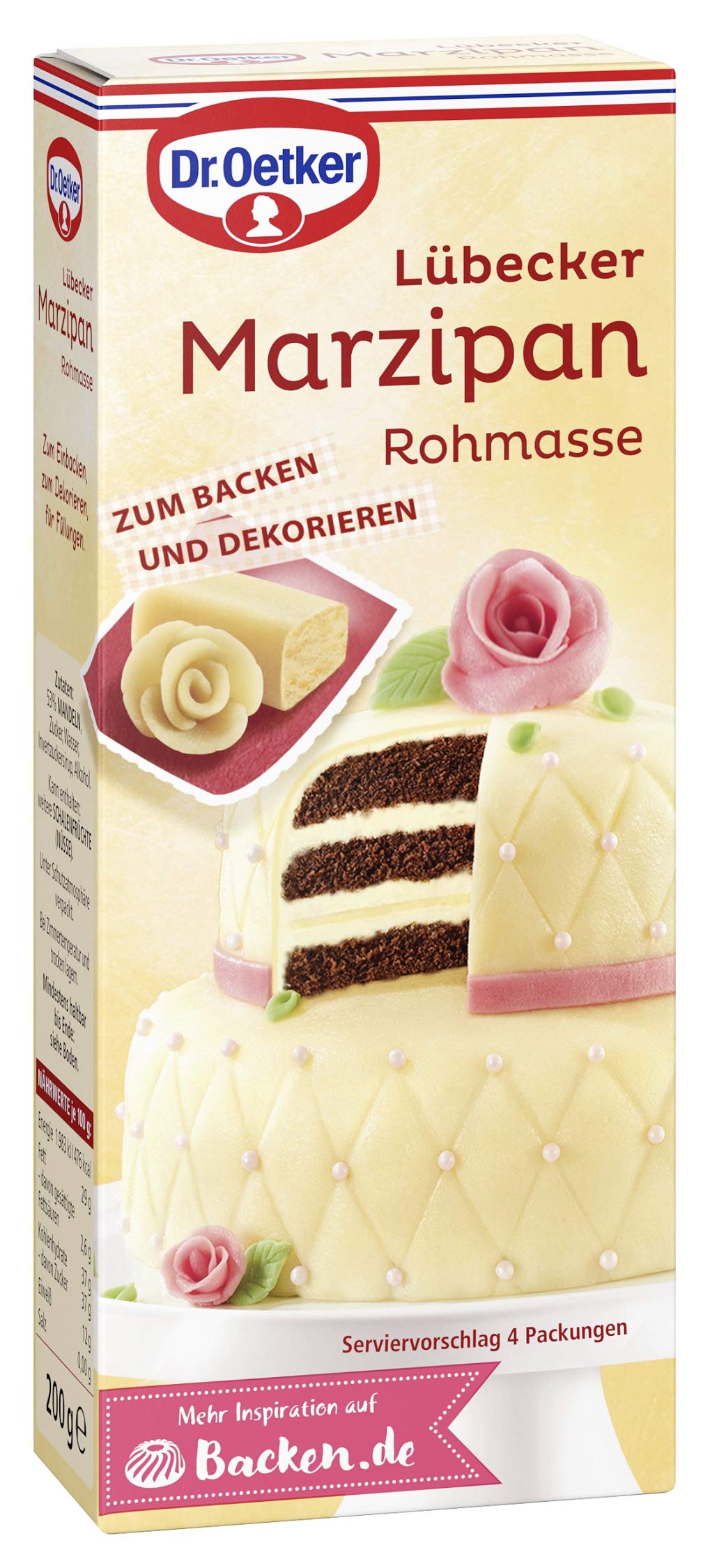 Dr Oetker Raw Marzipan 200g packaging shown for bakers.