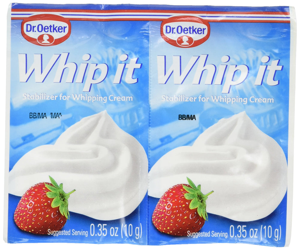 Dr. Oetker Whipped Cream Stabilizer sachets help achieve stable peaks for desserts