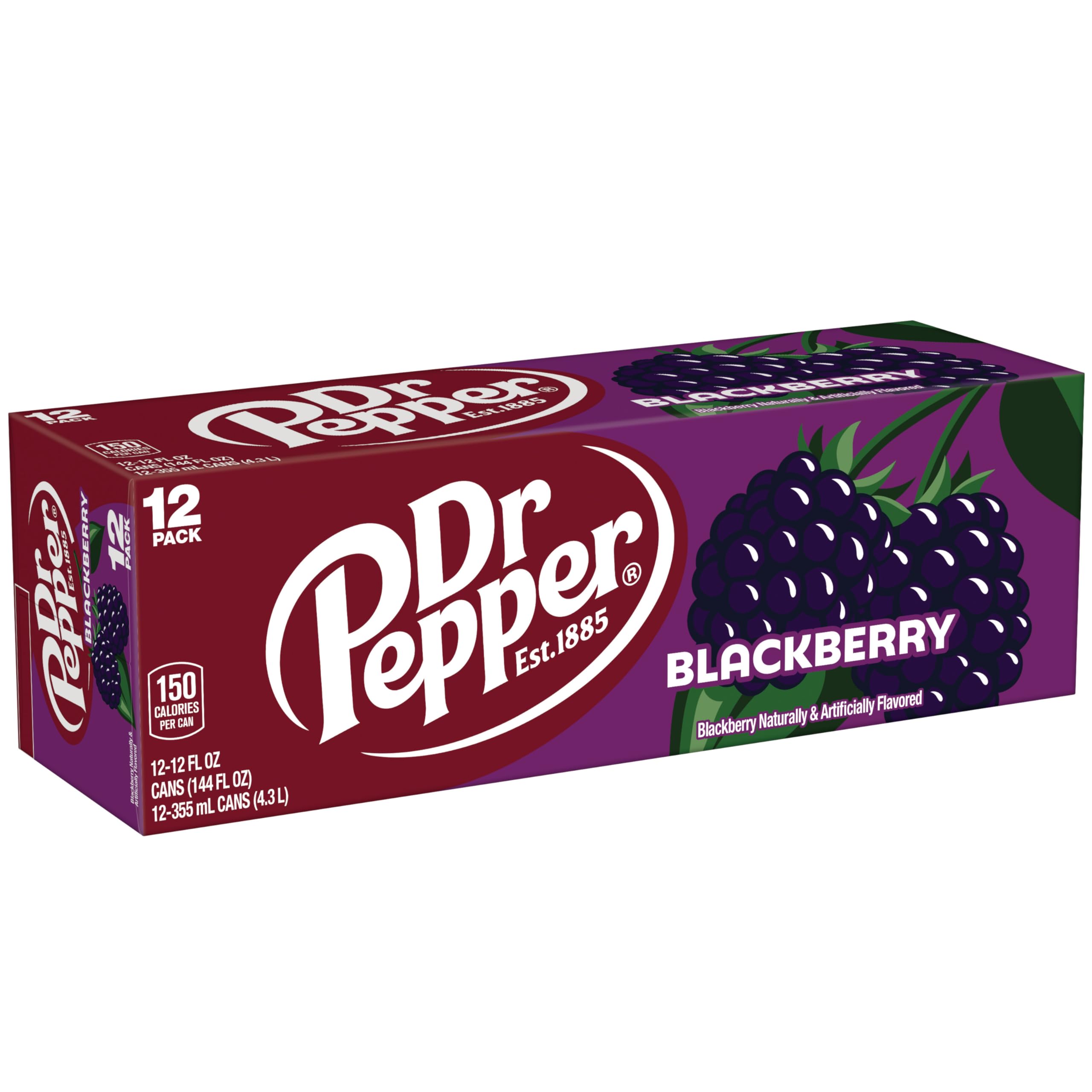 Dr Pepper Blackberry label art communicates premium branding and flavor cues