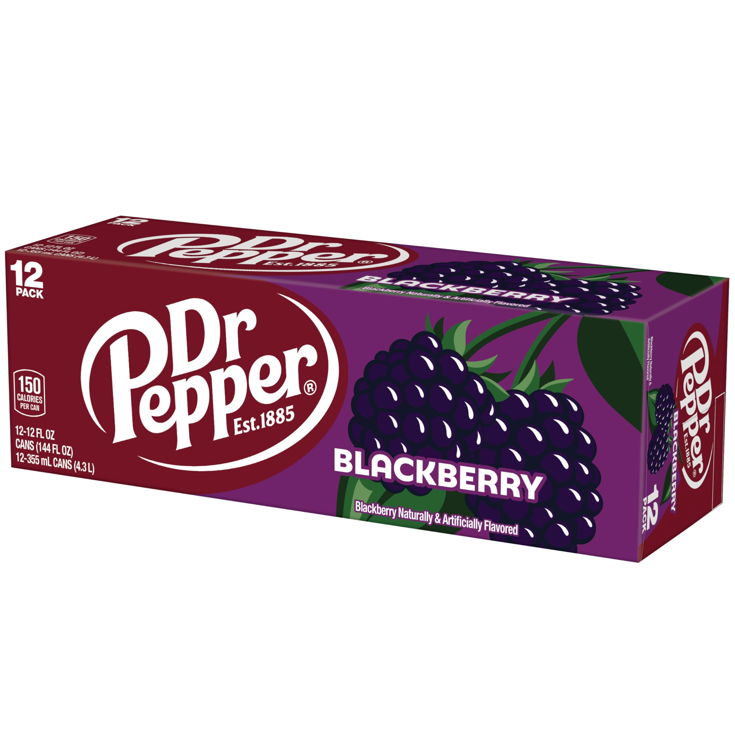 Dr Pepper Blackberry pour image suggests serving over ice for refreshment