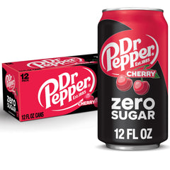 Dr Pepper Cherry Zero Sugar can on ice, crisp refreshment for game day
