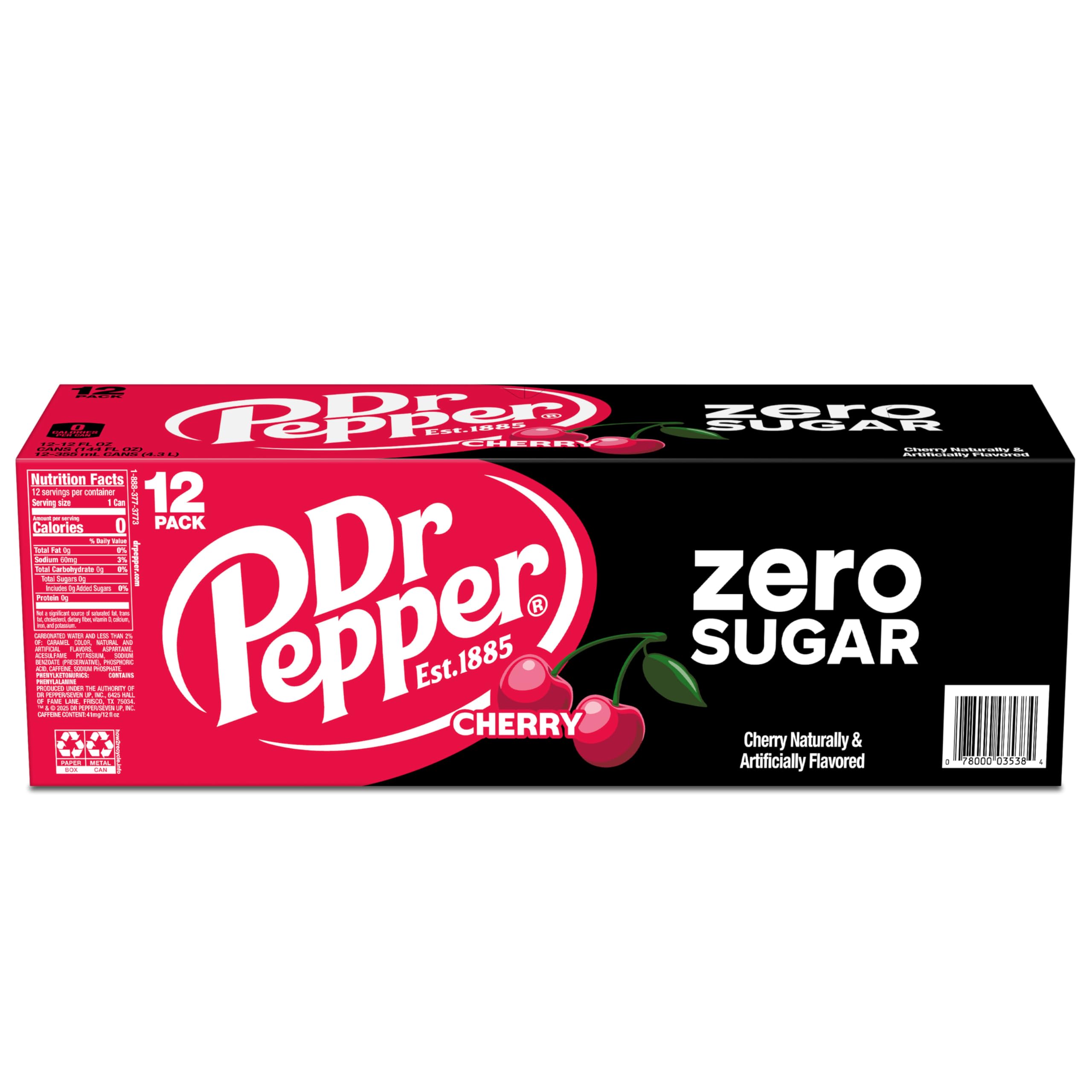 Dr Pepper Cherry Zero Sugar can side view with glossy label