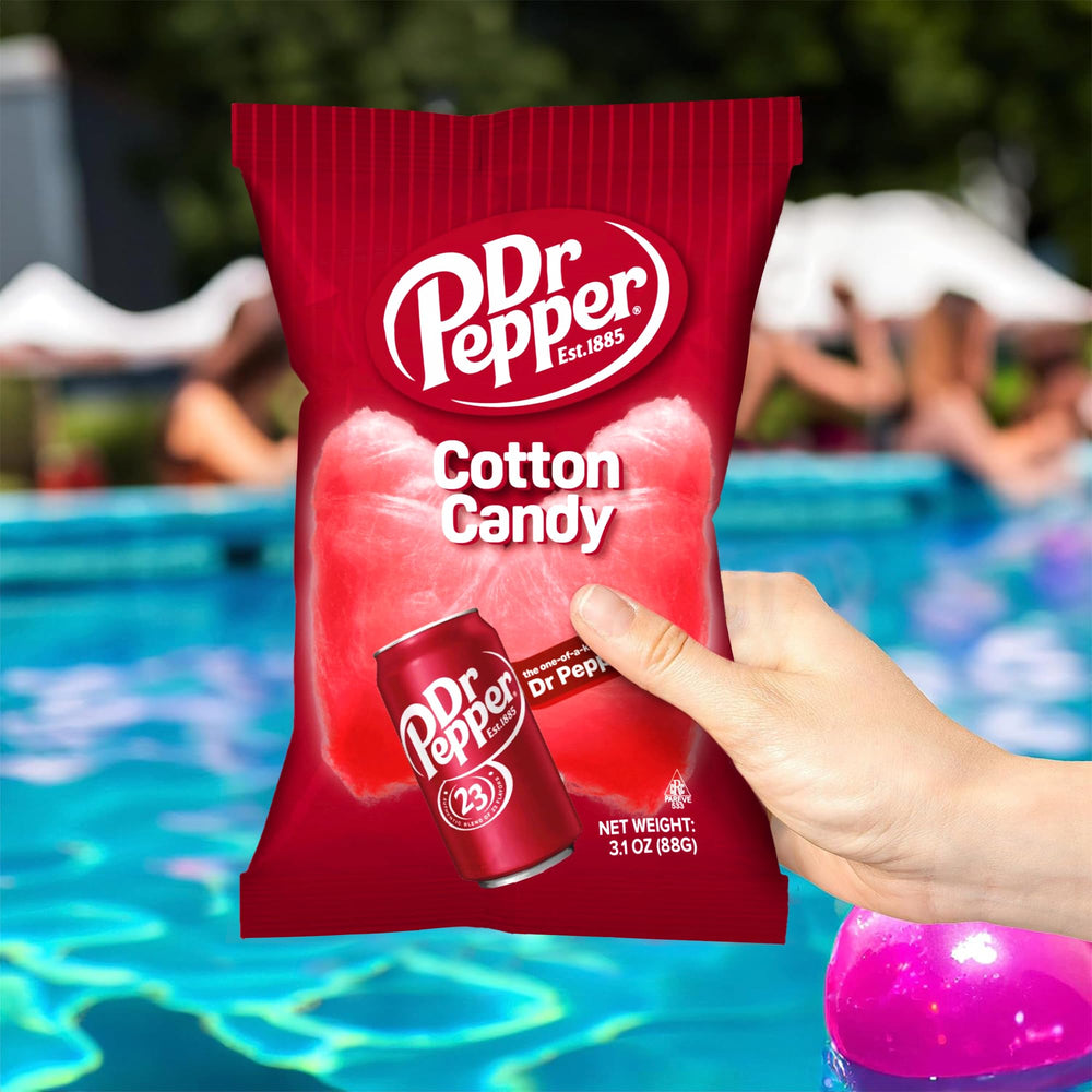 Dr Pepper Cotton Candy 88g pack back shows ingredients and barcode for quick shopping