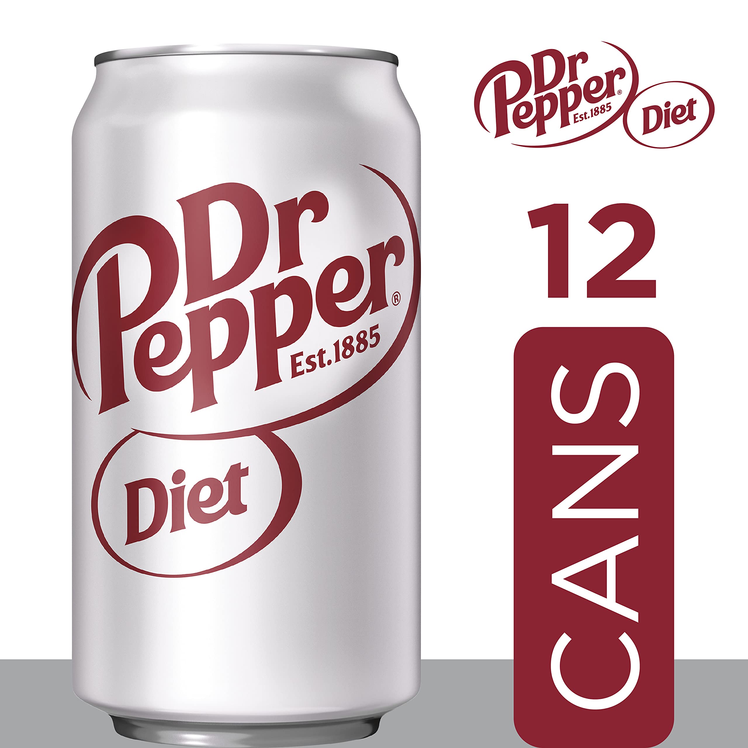 Front view of the Diet Dr Pepper 12-pack packaging.