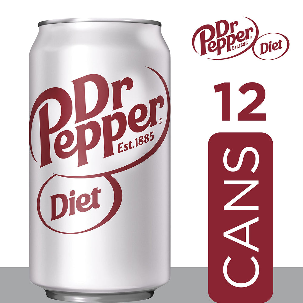 Front view of the Diet Dr Pepper 12-pack packaging.