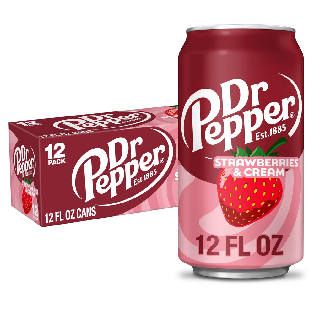 Dr Pepper Strawberries & Cream can on table ready to enjoy with a meal.