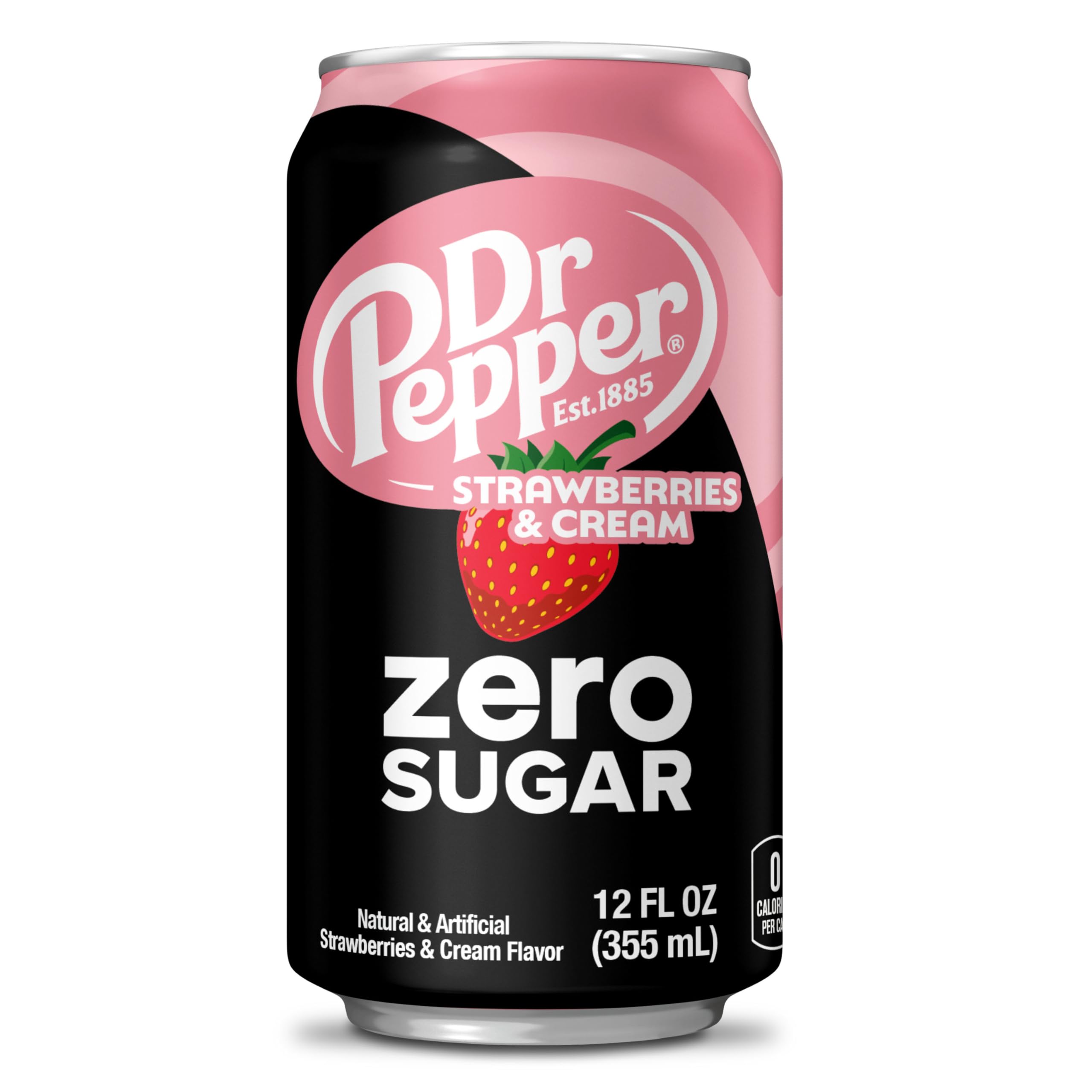 Glass with Dr Pepper Zero Strawberries & Cream, perfect with pizza.
