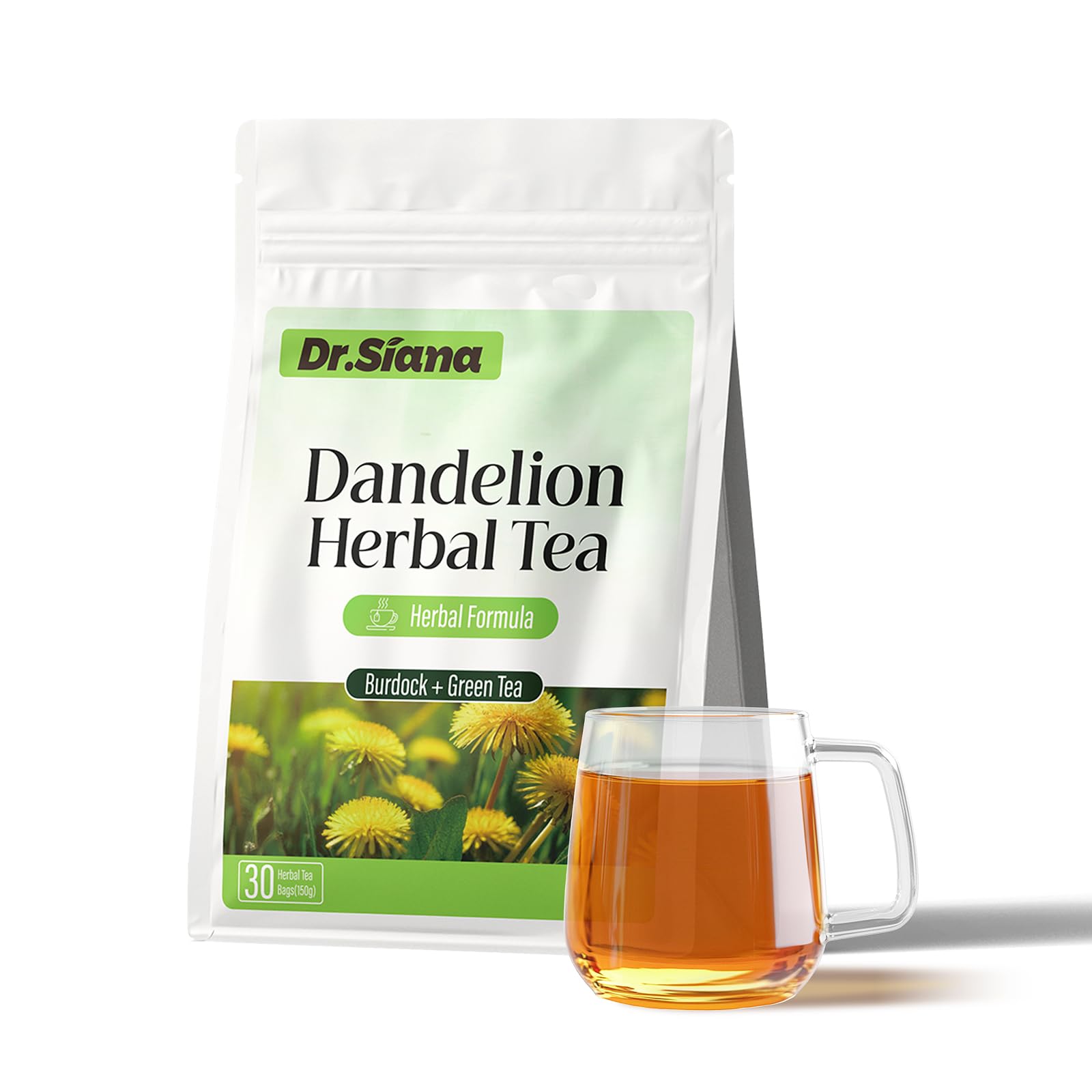 Dr.Siana Burdock Green Tea teabag in cup for a soothing daily ritual