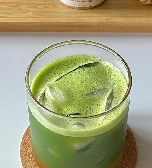 Steaming cup of Matcha Kari inviting a mindful sip