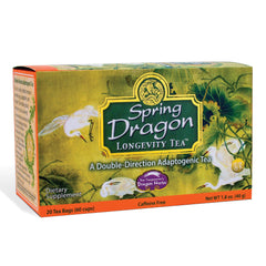 Dragon Herbs Spring Dragon Longevity Tea box showcasing packaging for immune support.
