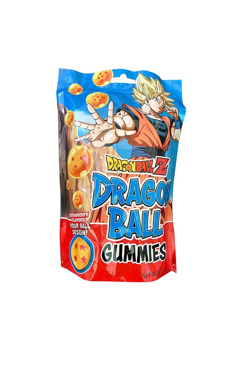 DragonBall DBZ gummies in four-star ball design packaging, ideal for themed parties and fans.