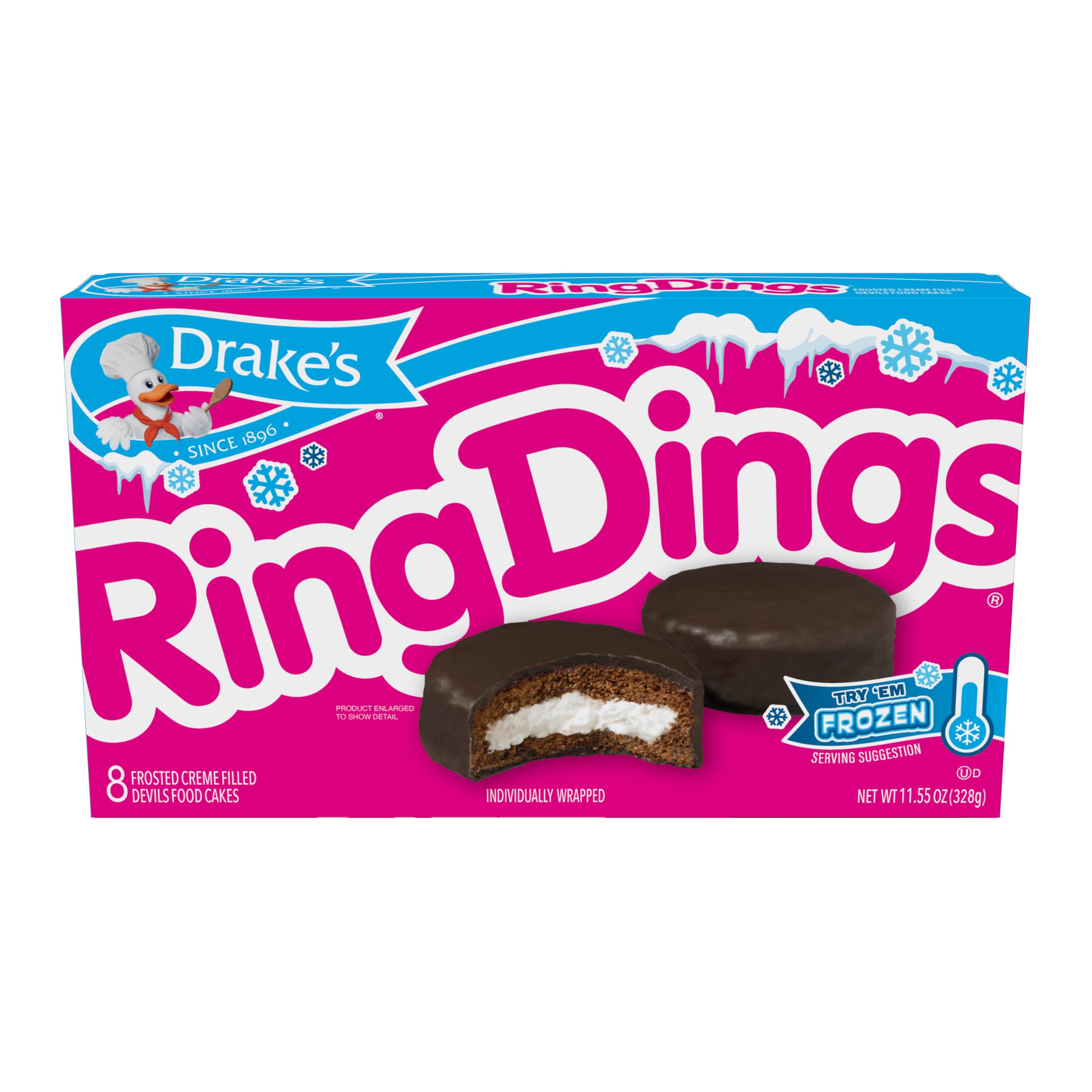 Drake's Coffee Cakes box, tender crumb with coffee glaze for breakfast or snack.