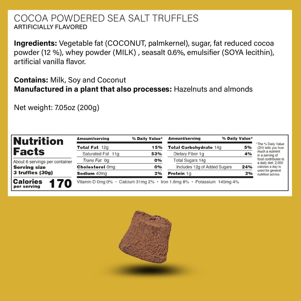 Dream of Truffles cocoa-dusted finish enhances aroma and cocoa notes.