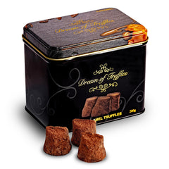 Dream of Truffles dark cocoa caramel truffles with silky center and premium flavor