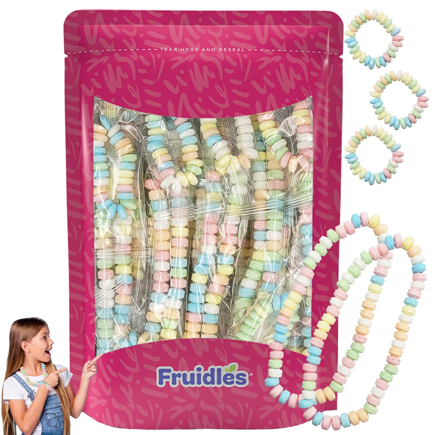 The Dreidel Company stretchable candy beads for kids, ideal as party favors.