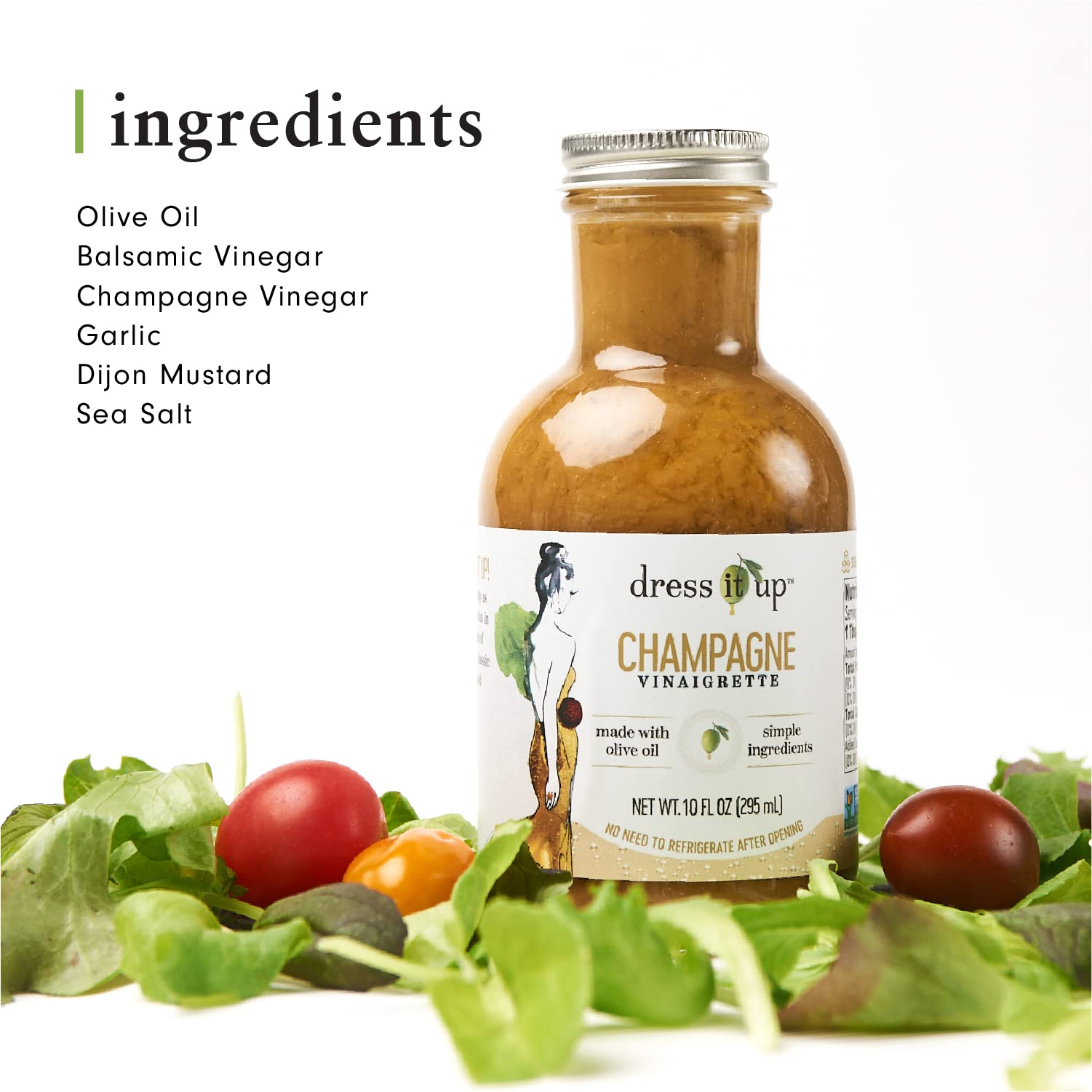 Dress It Up Champagne Vinaigrette on green salad adds tangy sparkle