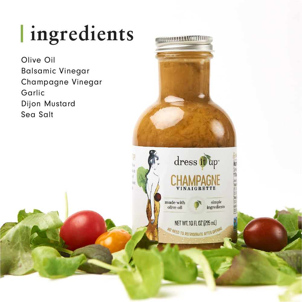 Dress It Up Champagne Vinaigrette on green salad adds tangy sparkle