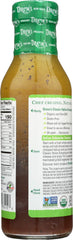 Drew's Italian Dressing glass bottle stored in a pantry.