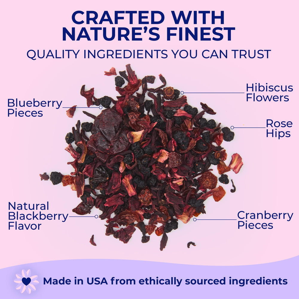 Drink Katy's Berry Tea glass jar cold brew scene showcases ruby-red infusion.