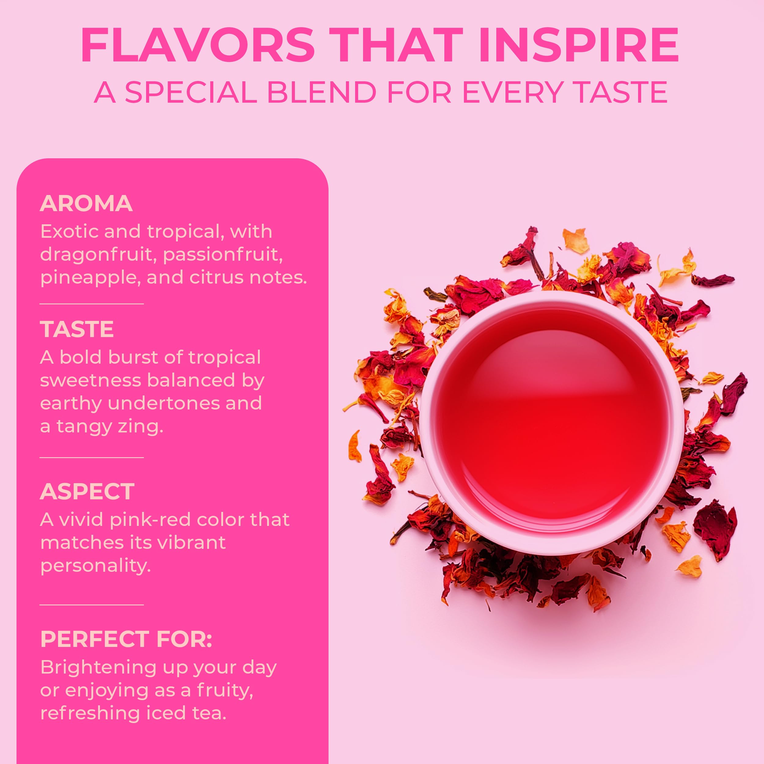 Hot Katy's Dragonfruit Tea in a cup—enjoy hot or cold brew.
