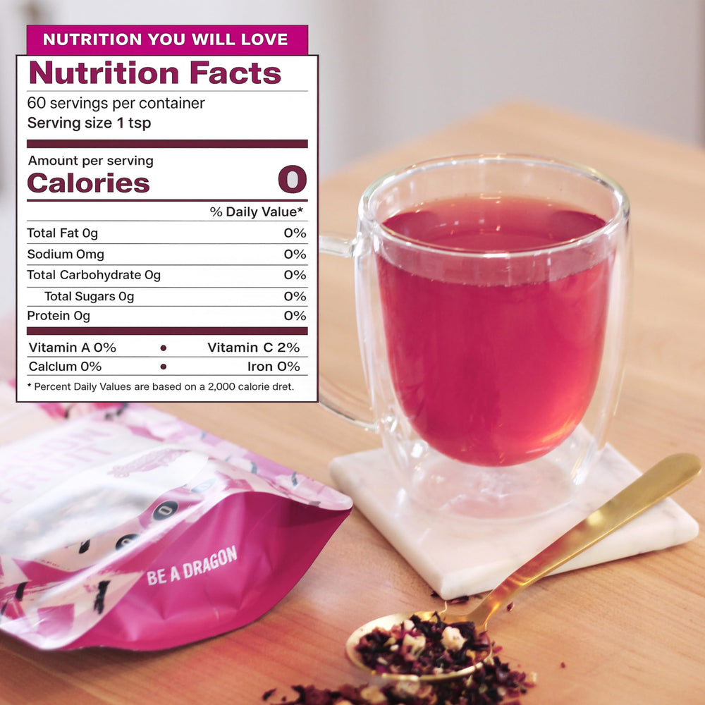 Drink Katy's dragonfruit loose leaf close-up for bold flavor.