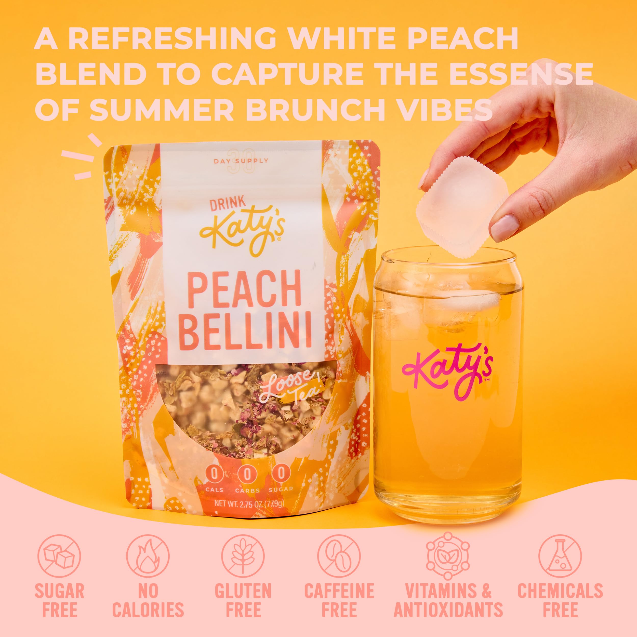 DRINK KATY'S Peach Bellini loose tea aroma invites a relaxing ritual.