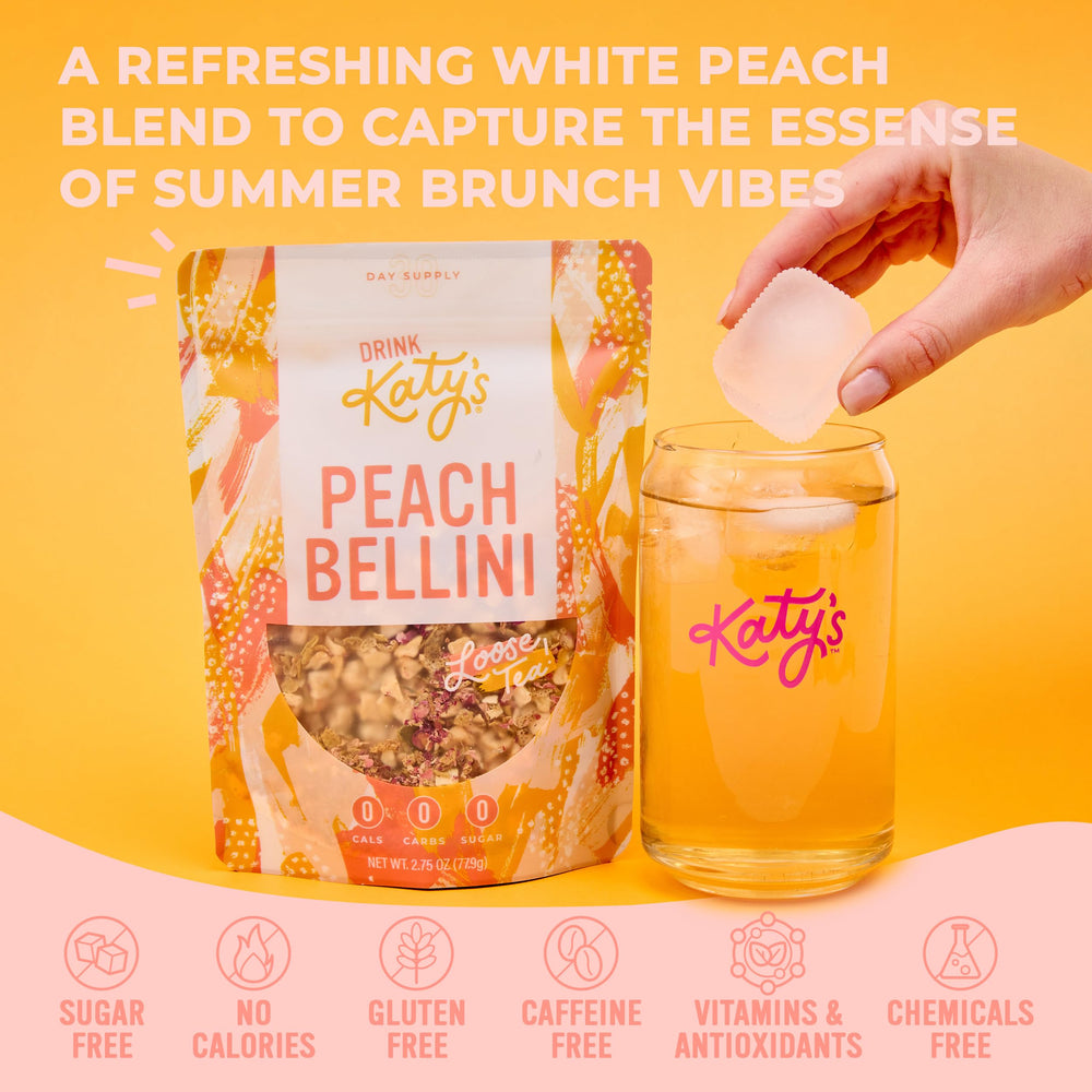 DRINK KATY'S Peach Bellini loose tea aroma invites a relaxing ritual.