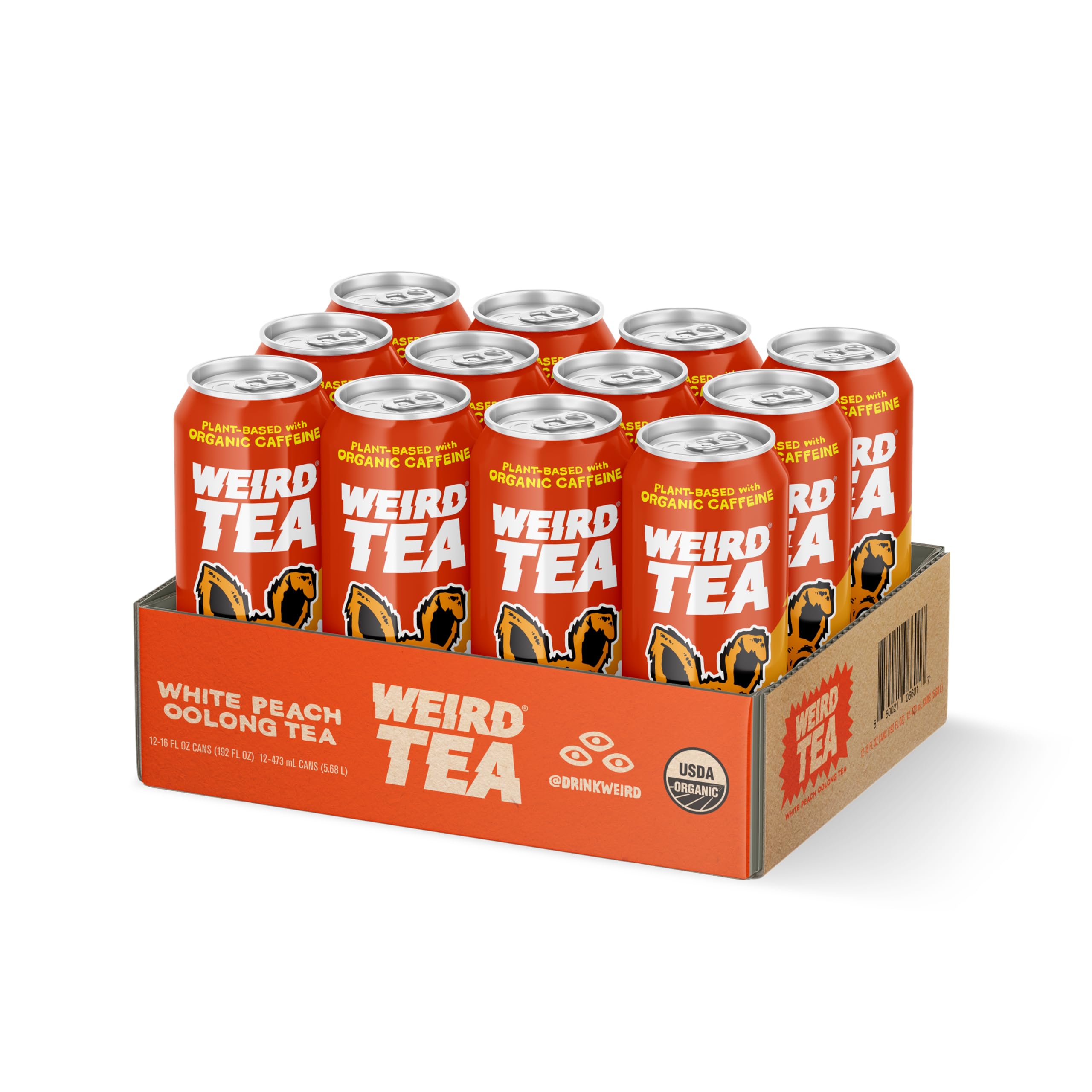 Drink Weird sustainable packaging on desk for everyday refreshment.