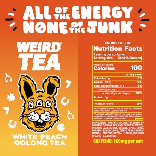 Drink Weird White Peach Oolong Tea pack of 12 on display for convenient refreshment.