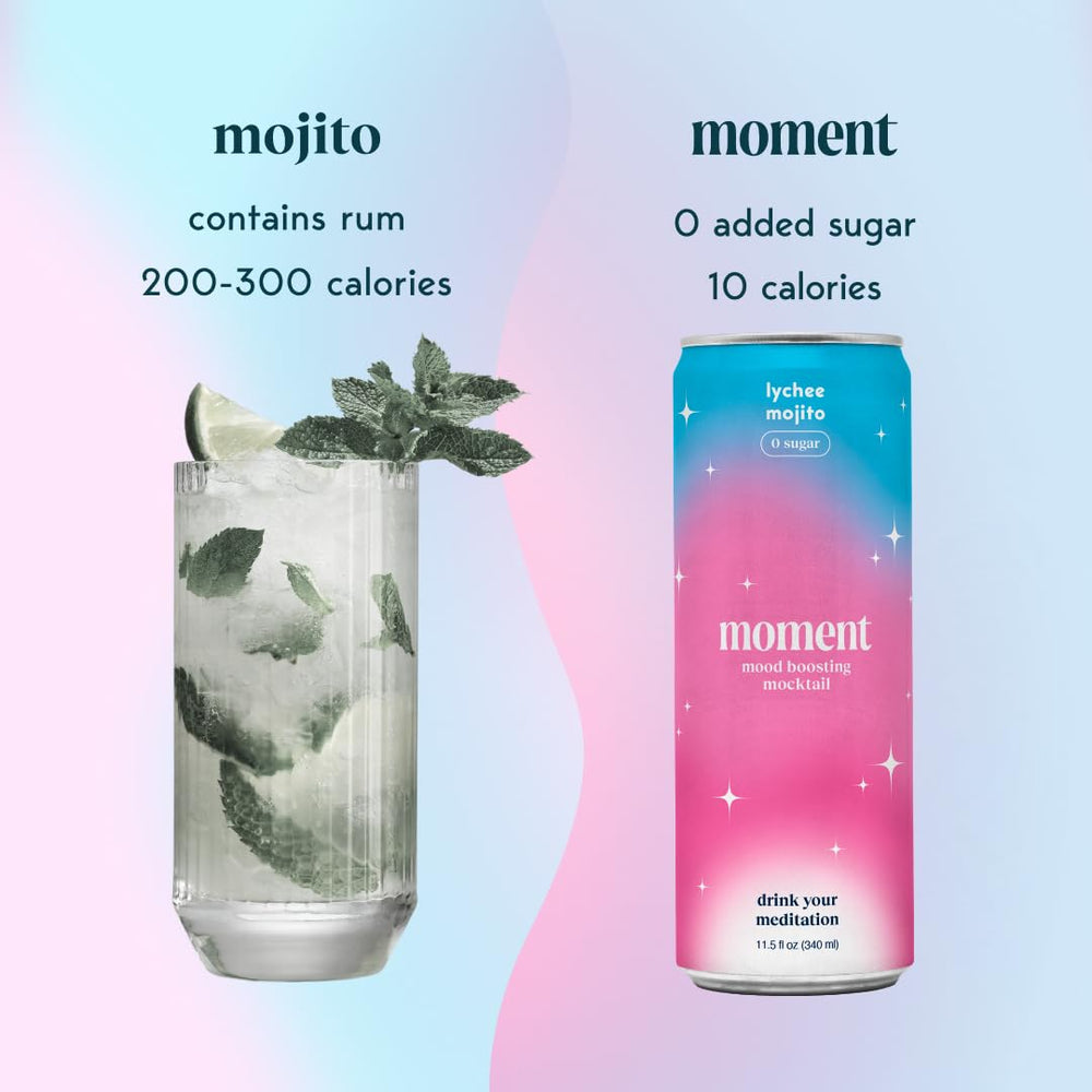 After-work Moment Mocktails can suggesting unwinding with a non-alcoholic option.