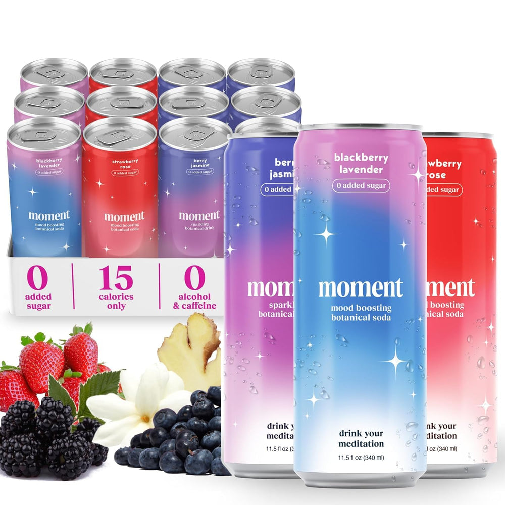 Drink Your Meditation Moment Berry Blast can front view highlighting berry flavor and calm potential