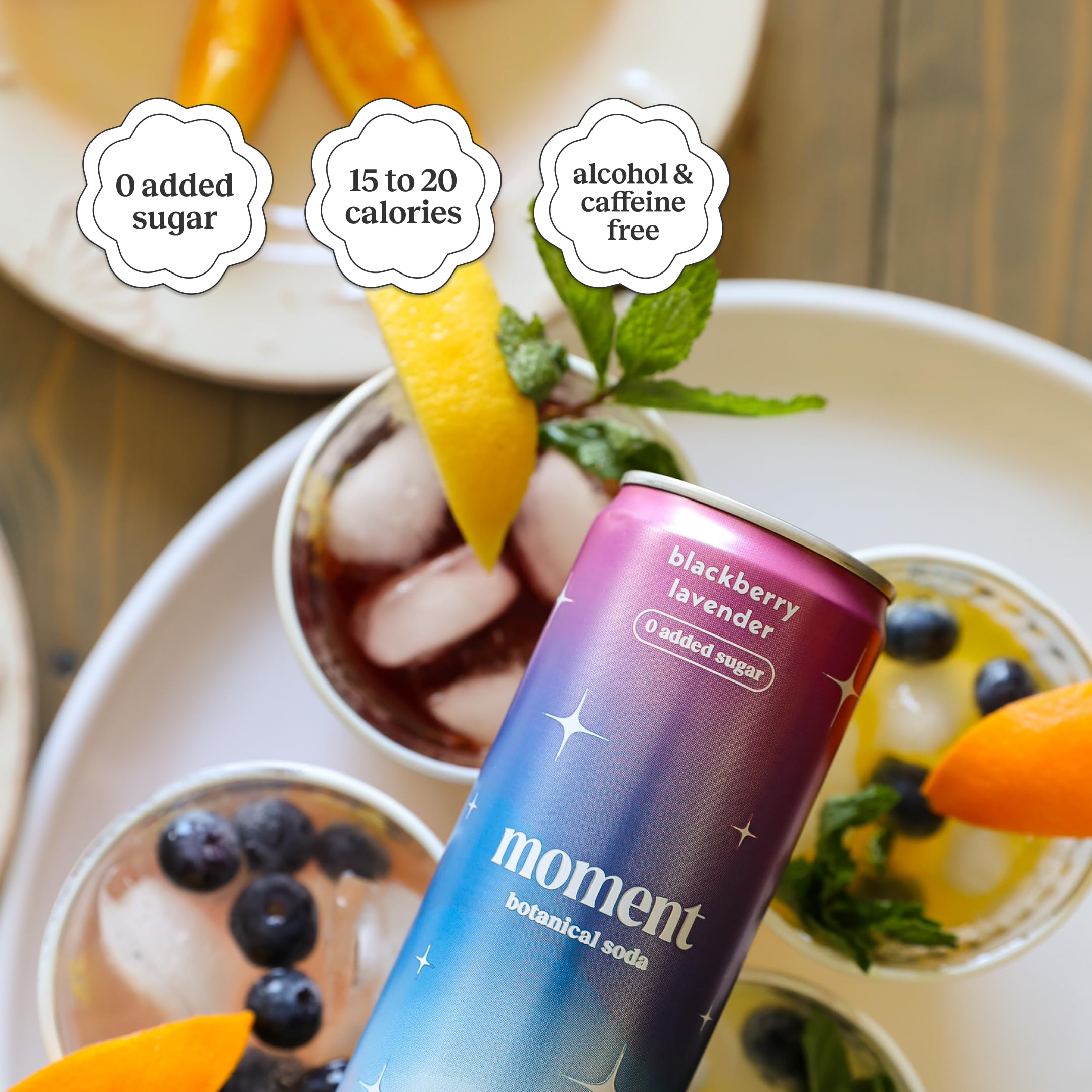 Bright moment Berry Blast can served cold to emphasize easy daily refreshment without caffeine
