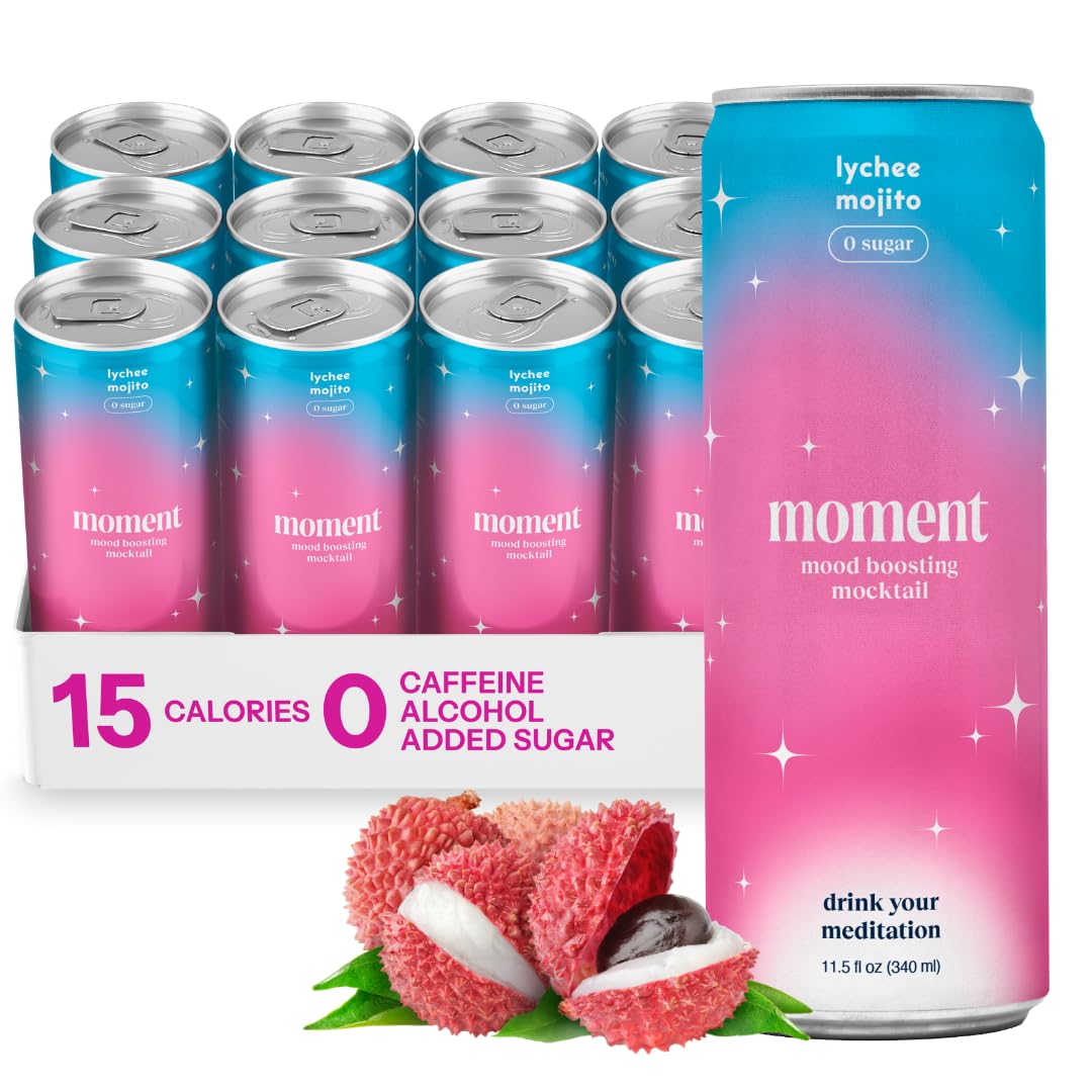 Drink Your Meditation Moment lychee mojito can — refreshing, zero added sugar.
