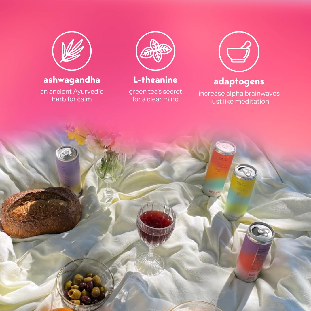 Moment Mocktails bottle label close-up displaying branding and flavor