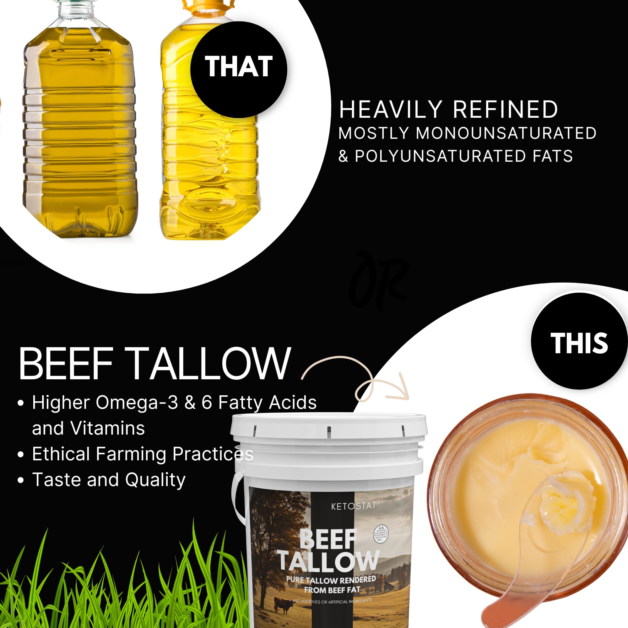 Drip Co beef tallow bulk pail high-heat cooking usage