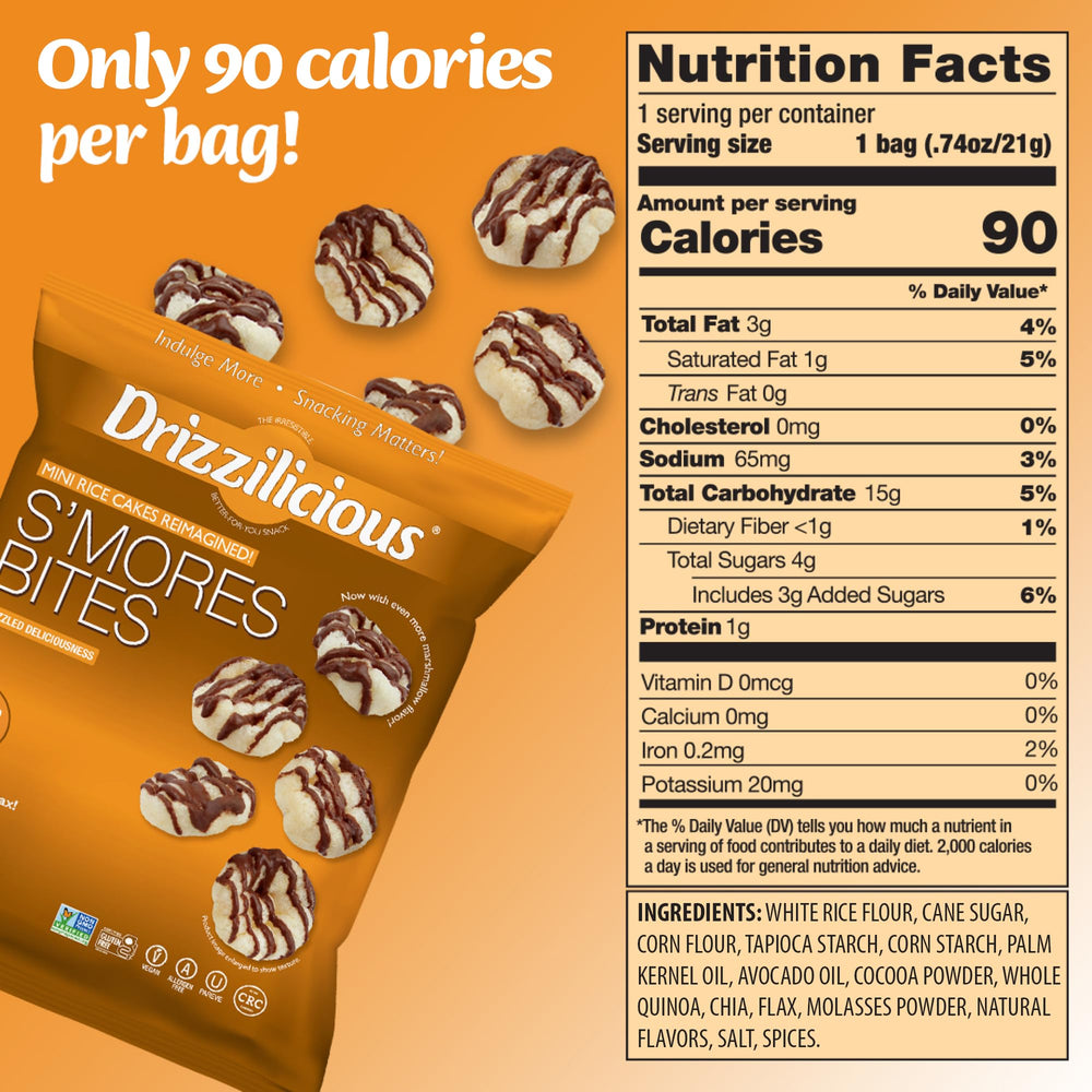 Drizzilicious Cookies & Cream bites bag, kid-friendly crunch for on-the-go snacking