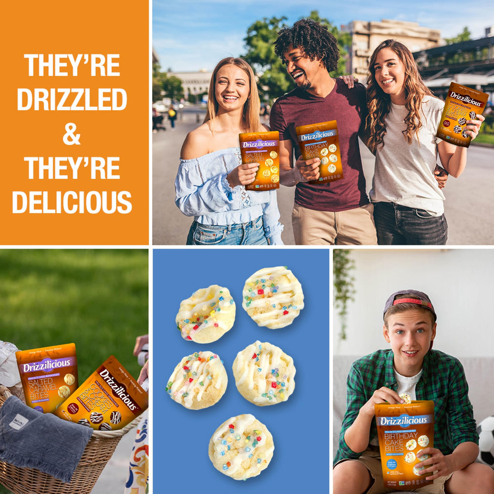 Drizzilicious mini rice cakes assorted flavors collection box.