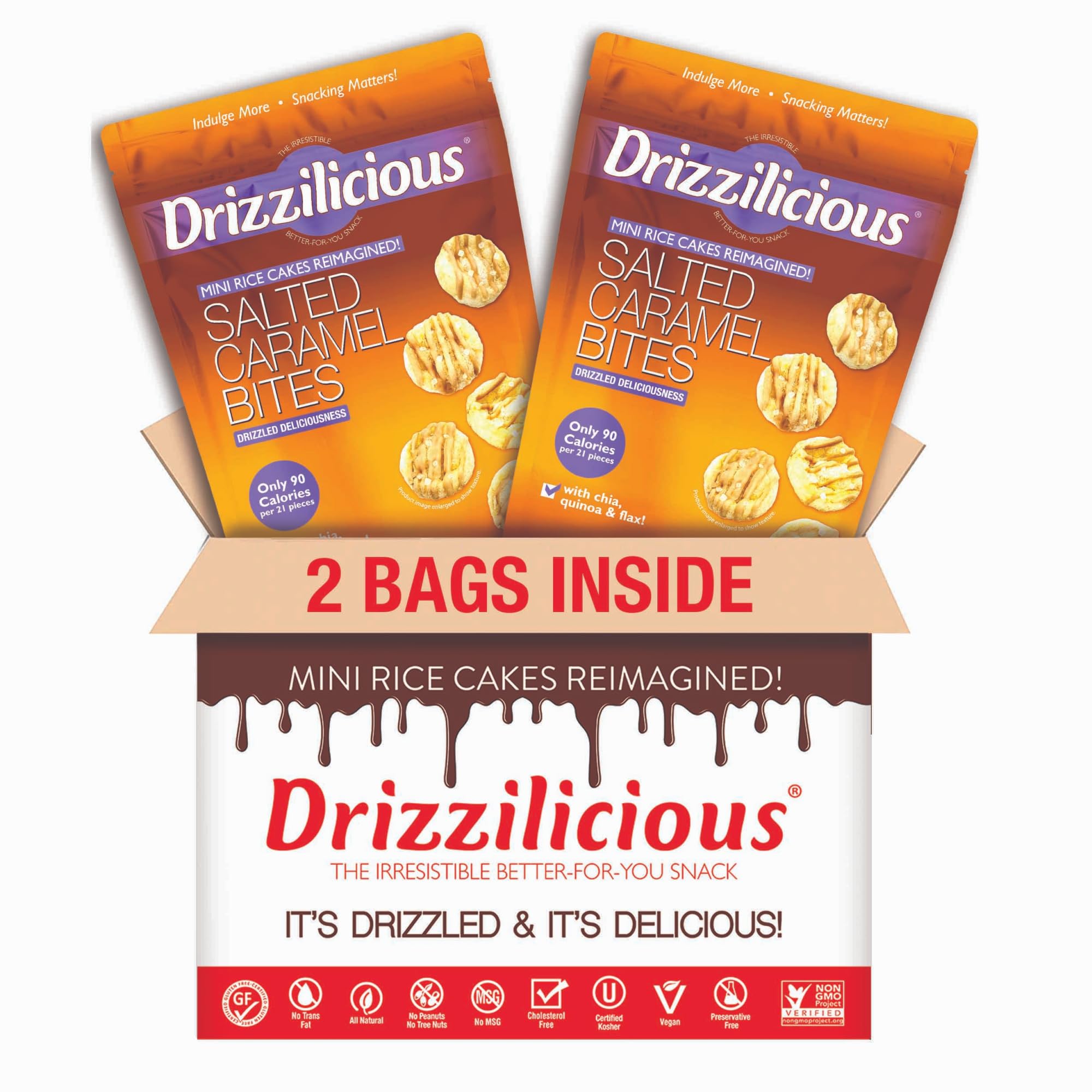 Two 4-ounce portions of Drizzilicious rice cakes for lunches