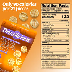 Close-up of caramel drizzle on Drizzilicious mini cakes, silky sweetness with gluten-free appeal