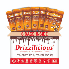 Drizzilicious packaging highlights gluten-free, vegan, allergen-free status.
