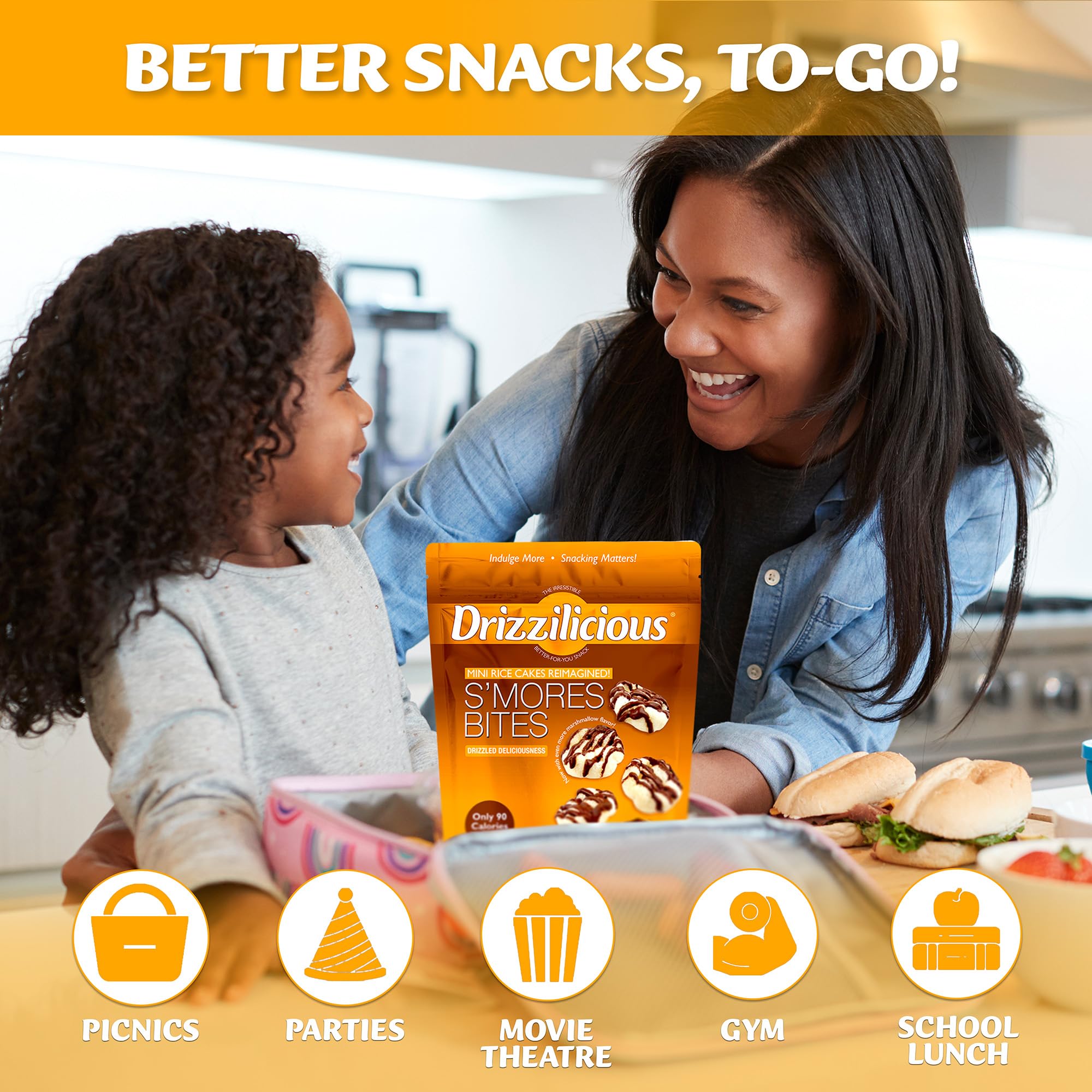 Drizzilicious mini rice cakes are vegan and gluten-free for inclusive snacking.