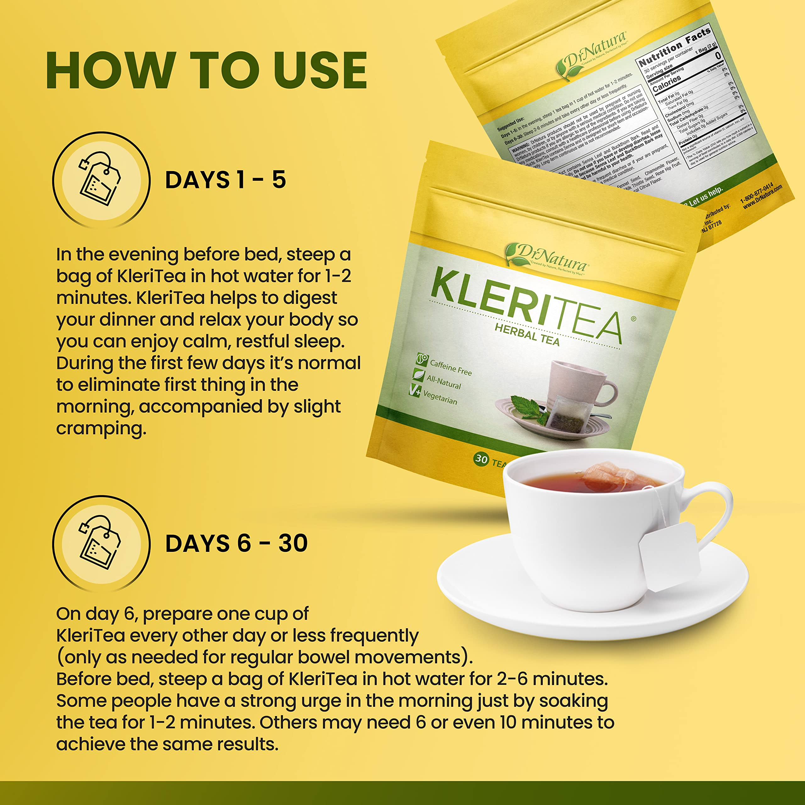 DrNatura KleriTea steam rising invites relaxation and mindful sipping