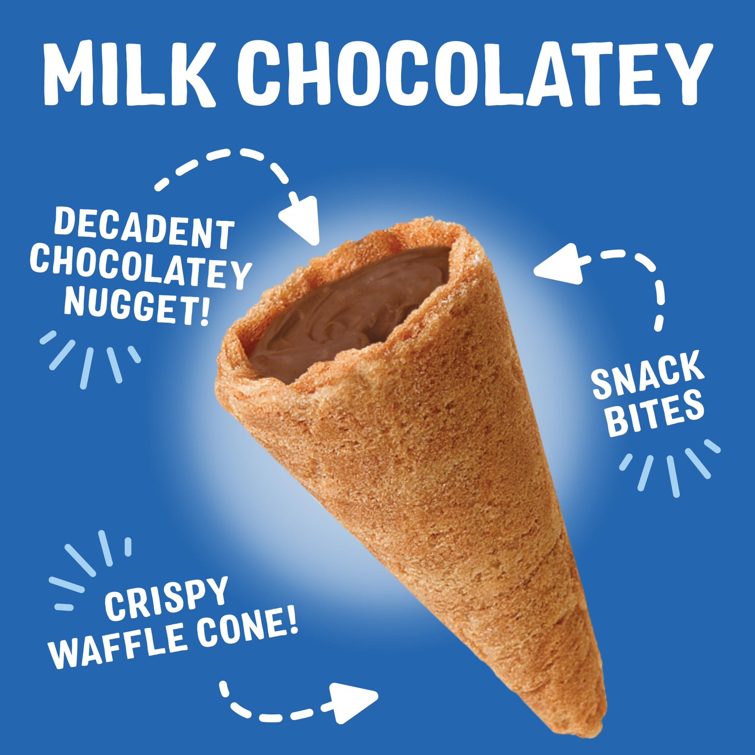 Drumstick Bites in hand, a handheld on-the-go treat with chocolatey crunch