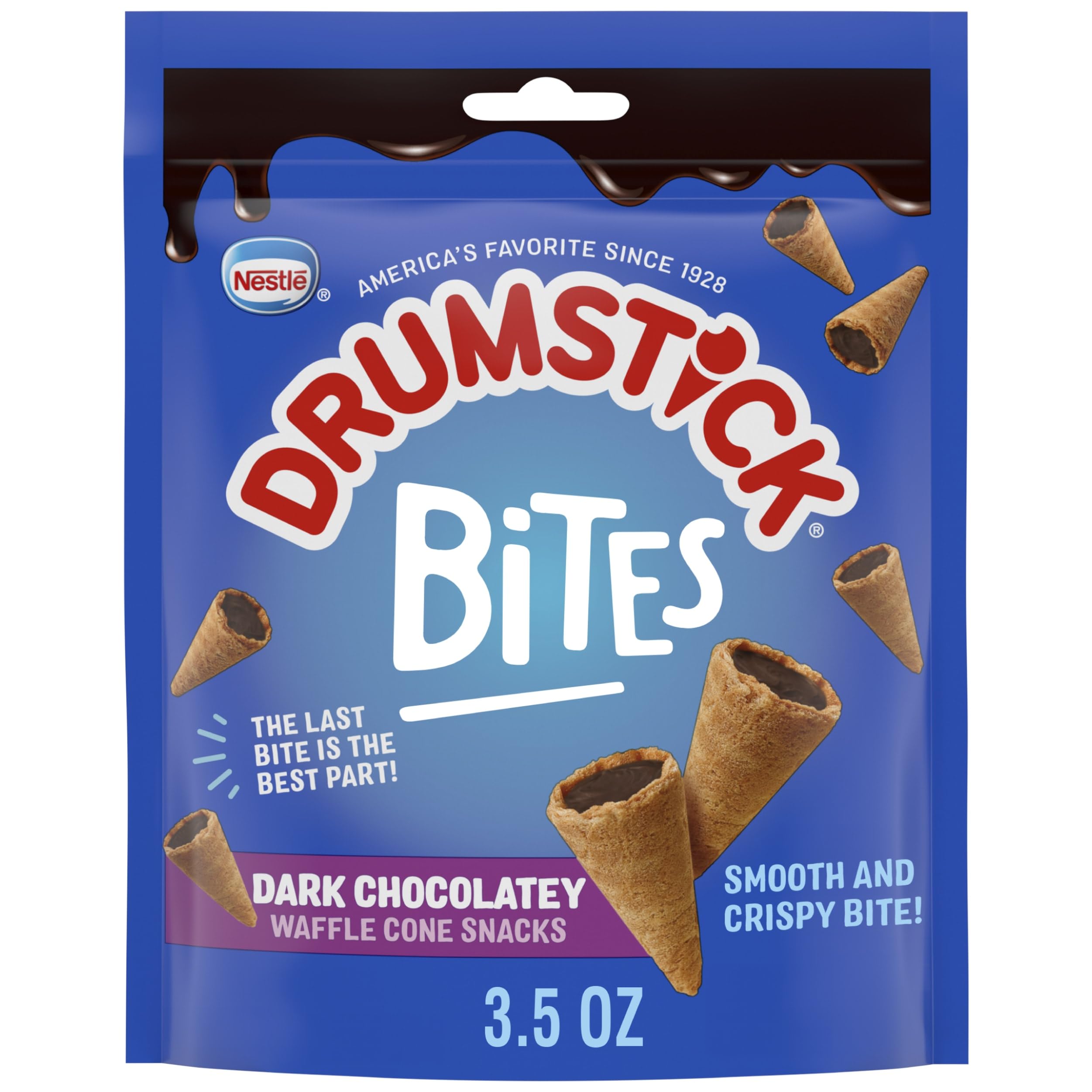 Drumstick dark chocolatey waffle cone snack ideal for road trips