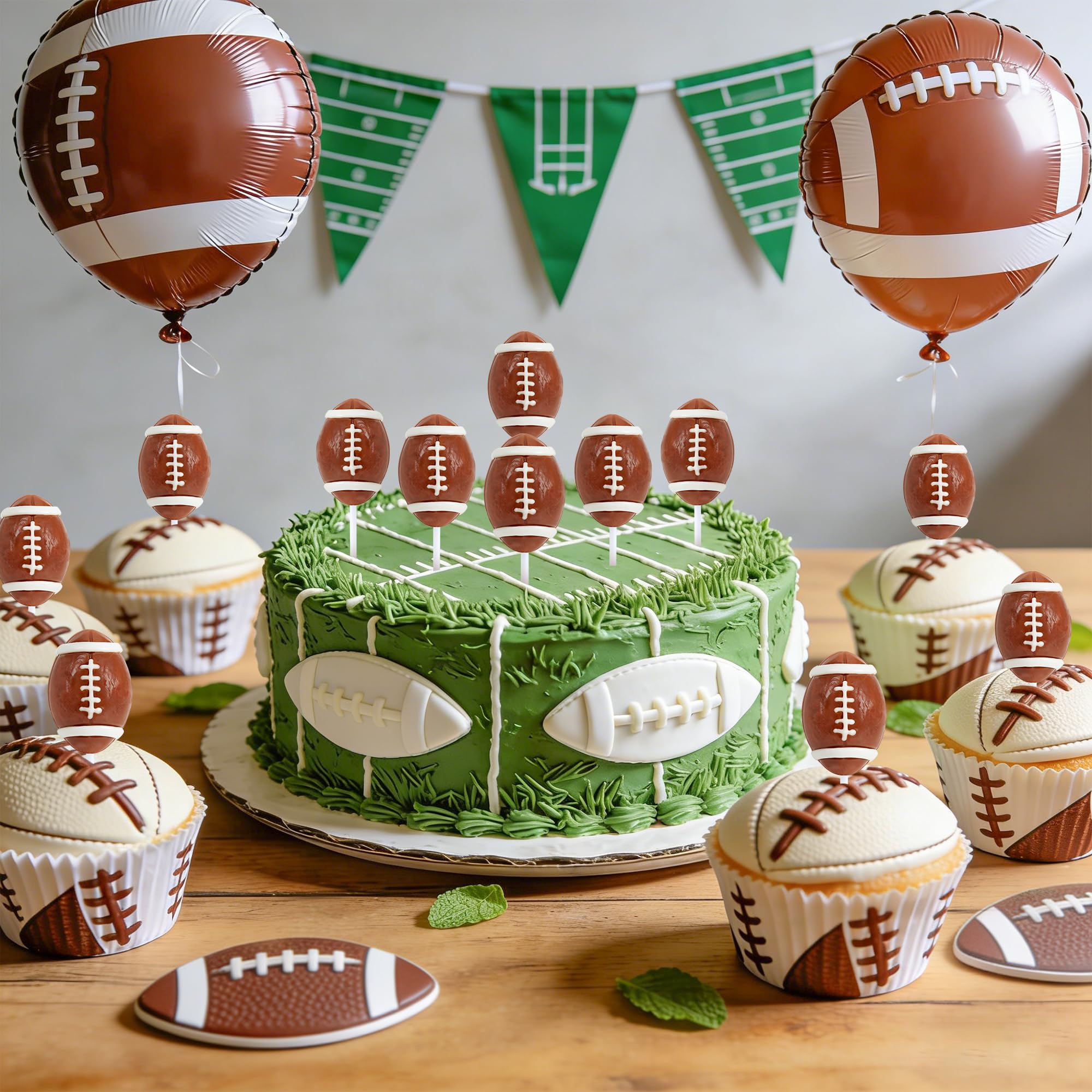 Duannick football Christmas stockings filler with lollipops.