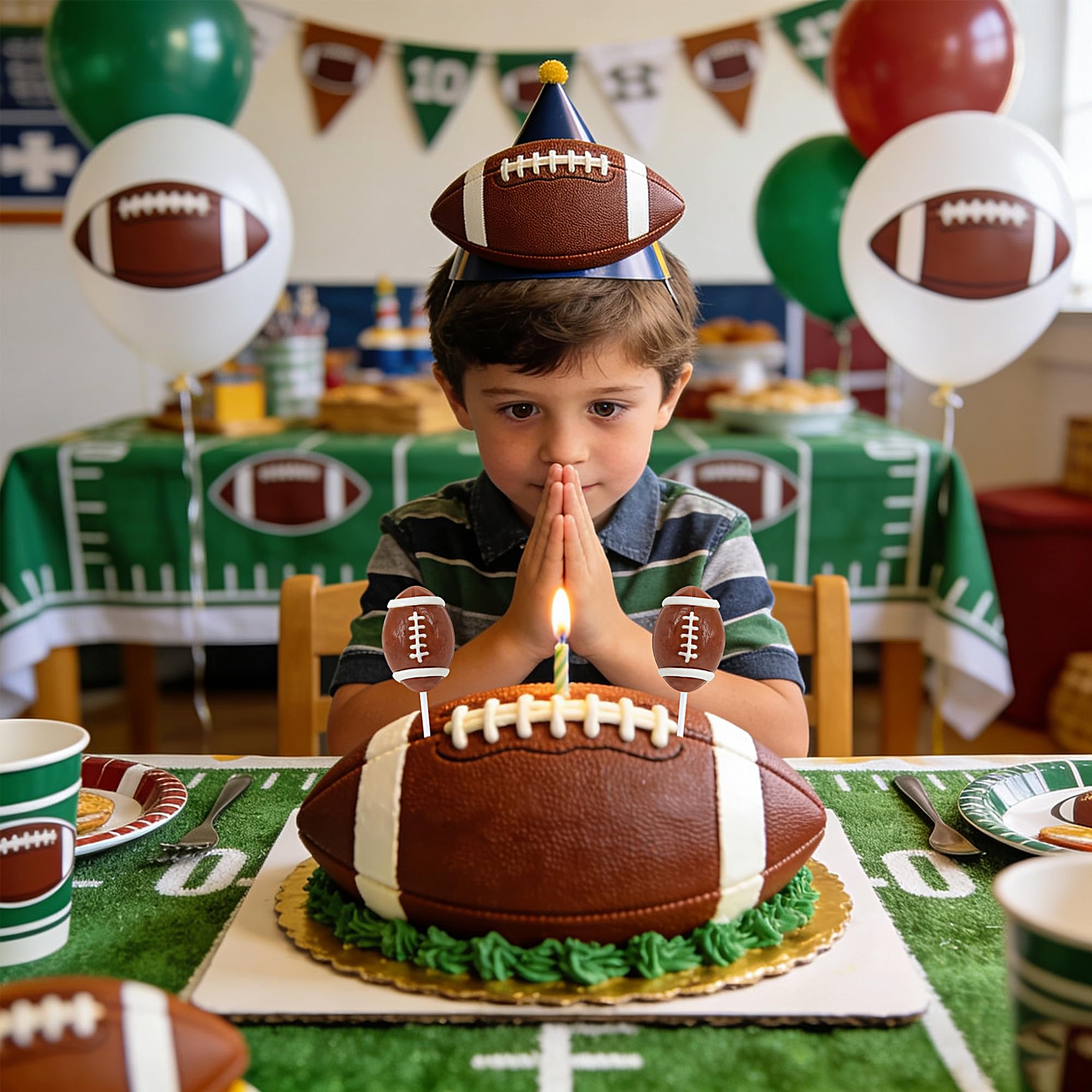 Duannick football snack-table setup featuring lollipop treats.