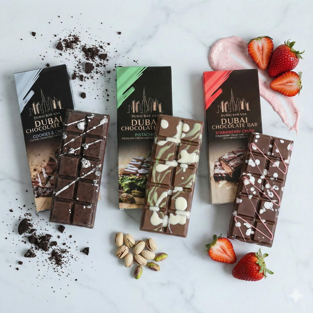 Dubai Choco Cookies & Cream bar in gift box, ready for celebrations or thoughtful surprises.