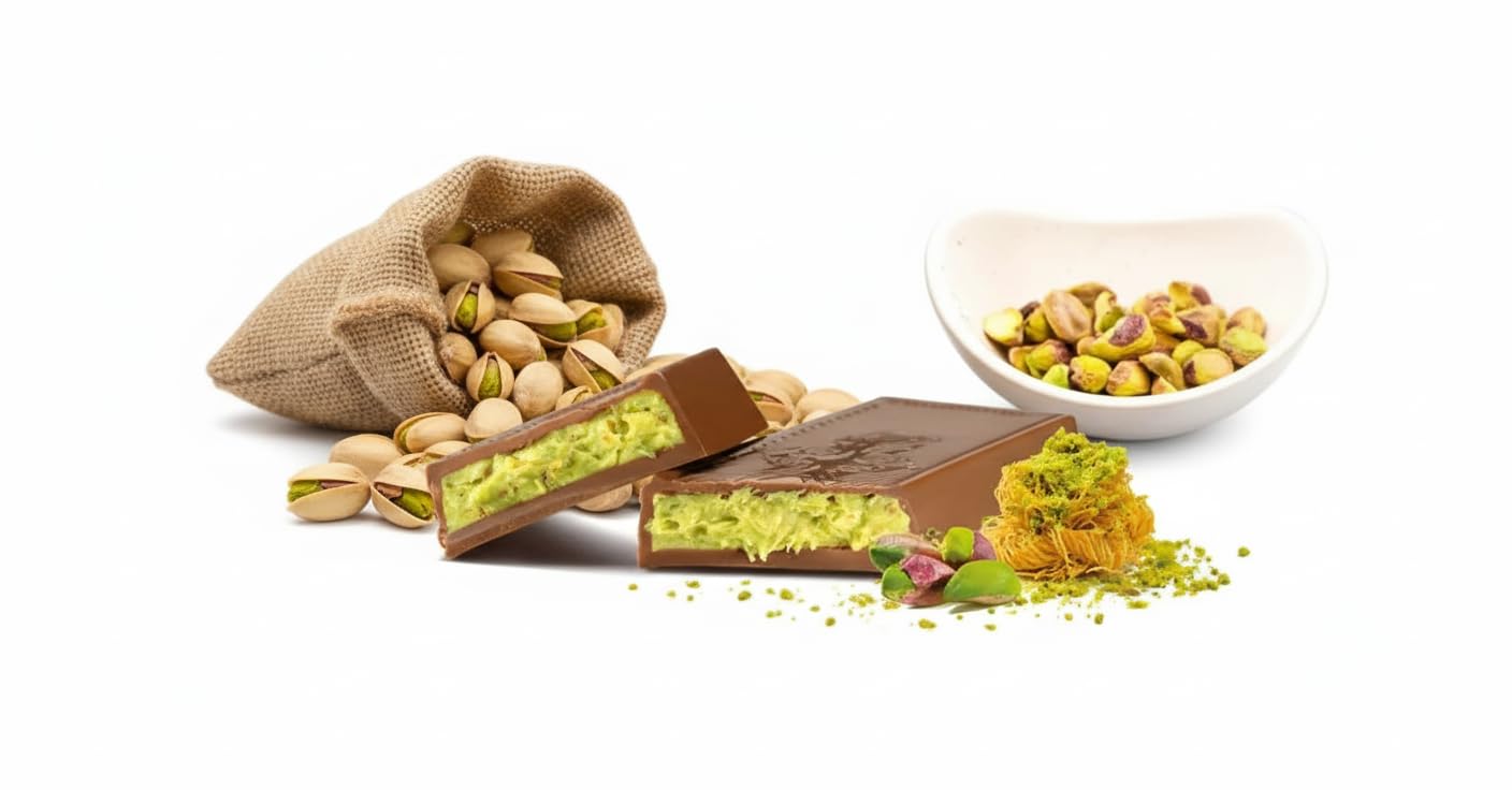 Dubai Chocolate Bar Variety creamy chocolate filling contrasting with crunchy exterior.