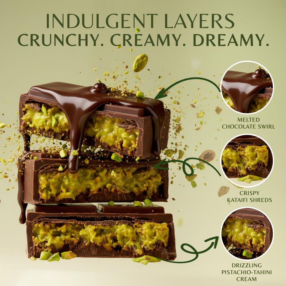 Dubai Chocolate Bar Master dried kataifi provides a crisp, flaky crunch for texture.
